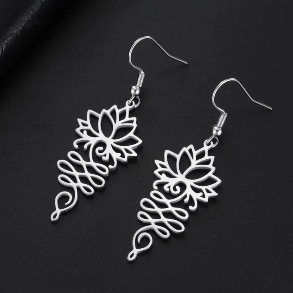 Hollow Lotus Flower Drop Earrings