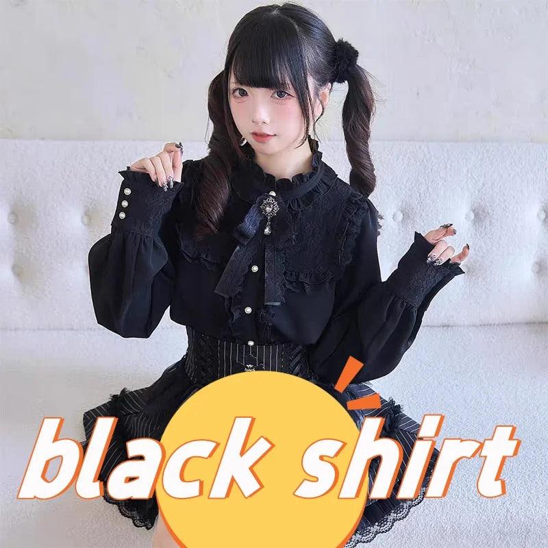 Women's Kawaii Lolita Blouse – Japanese-Inspired Peter Pan Collar Shirt with Lace & Bow Details shirt 51 Bazaare Mart Blouse