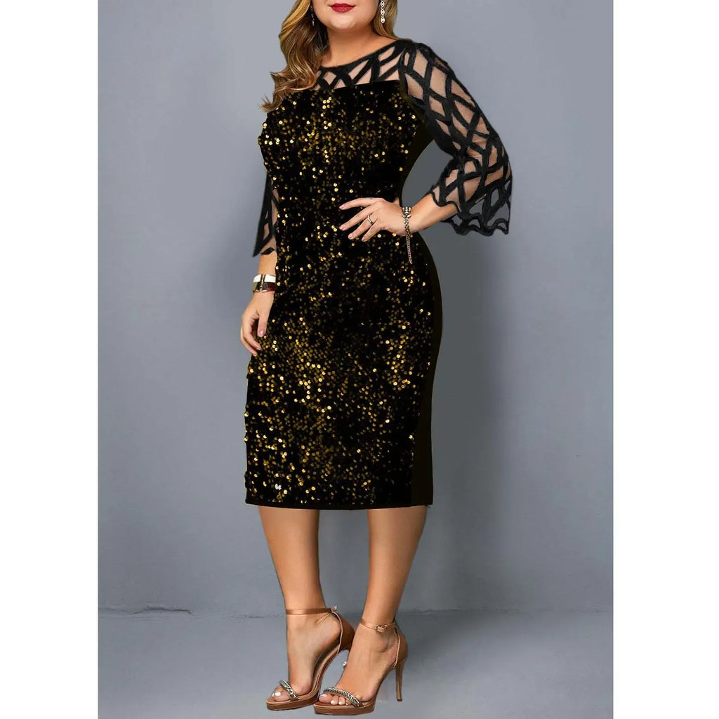 Elegant Sequin Plus Size Dress Bazaare Mart Elegant Sequin Plus Size Dress