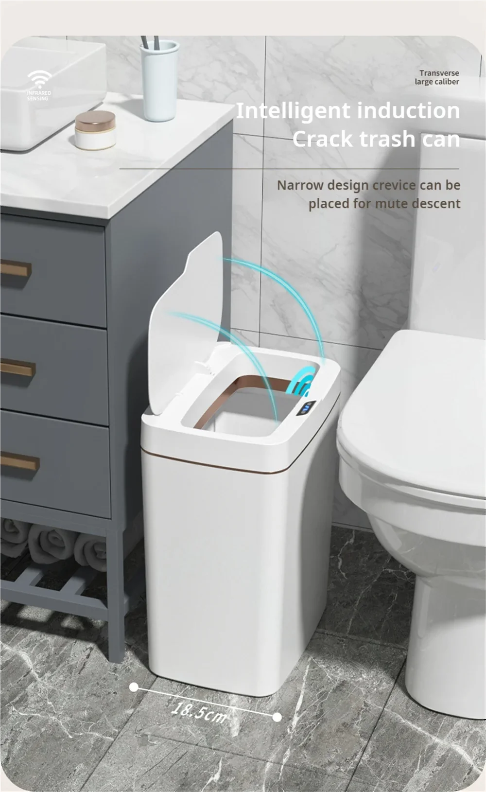 15L Smart Auto Bathroom Trash Can