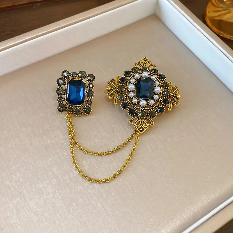 Double Retro Chained Brooch Bazaare Mart Double Retro Chained Brooch