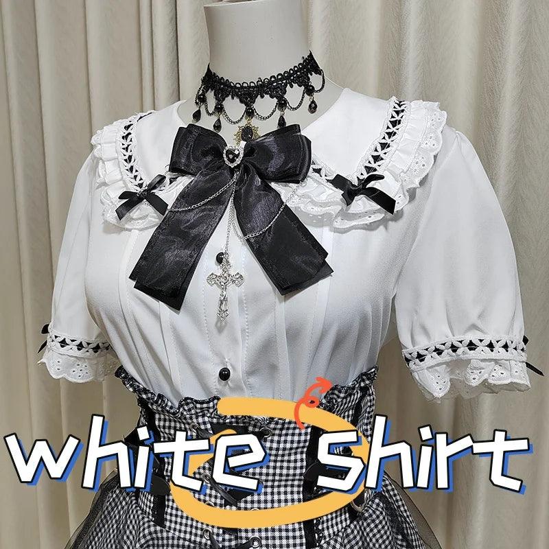 Women's Kawaii Lolita Blouse – Japanese-Inspired Peter Pan Collar Shirt with Lace & Bow Details shirt 41 Bazaare Mart Blouse