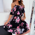 Women's Summer V-Neck Sleeveless Sling Camisole Commuting Printed Chiffon Bohemian Floral Dress For Women A Bazaare Mart