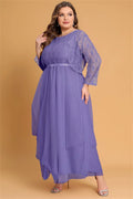 Formal Sequined Chiffon Pleated A-Line Maxi Dress Lavender Bazaare Mart Formal A-Line Maxi