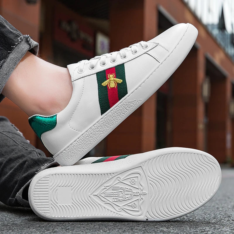 Tri Stripe Gold Bee Designer Style Sneakers