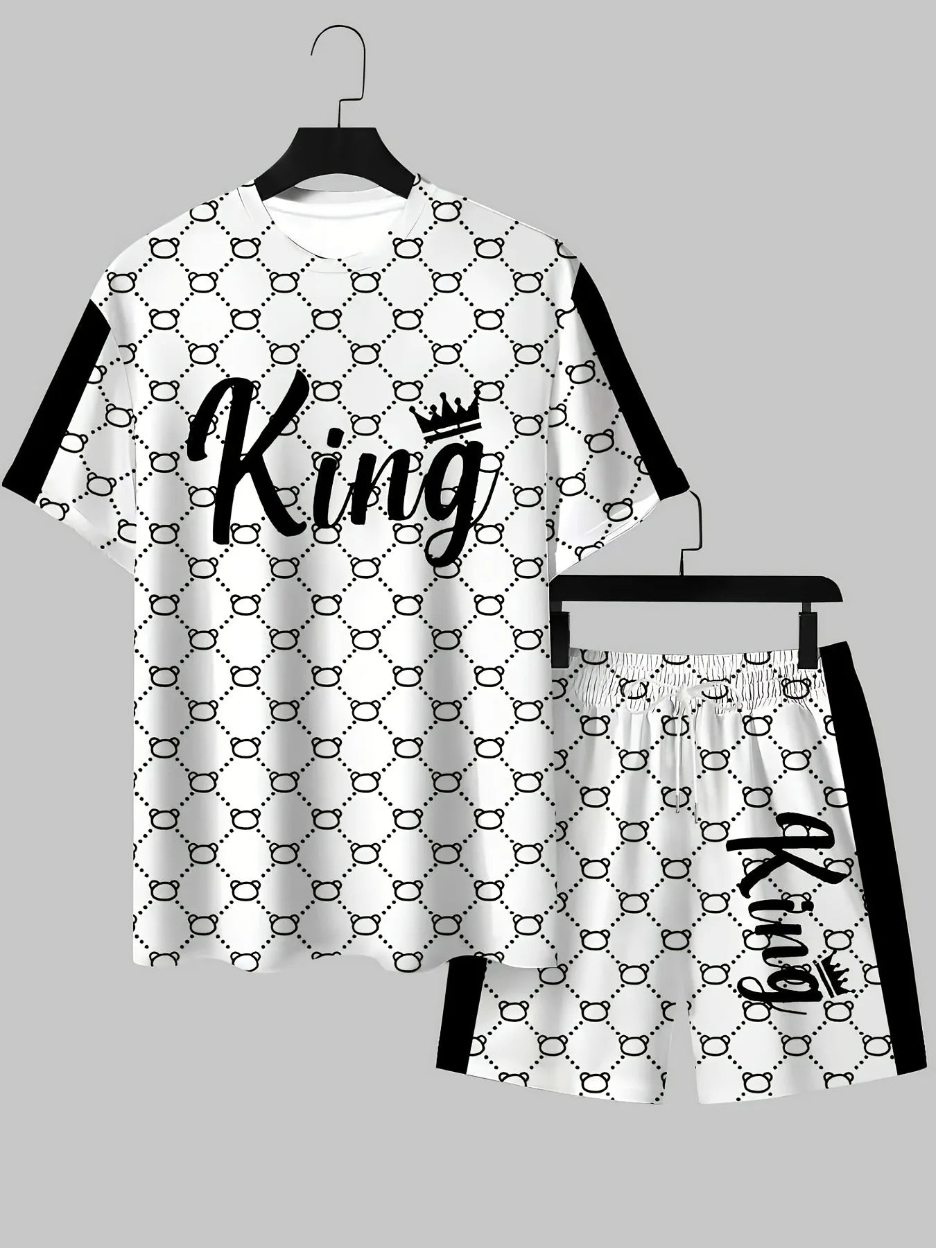 Men's Casual Striped & Graphic T-Shirt and Shorts Set | Summer 2-Piece Outfi