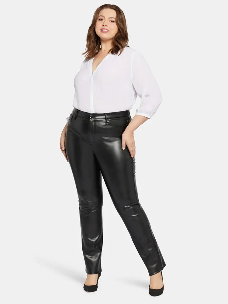 Women Plus Size Faux Leather Pants High Waist Sexy PU Trousers with Pocket Ladies Stretch Bodycon Pencil Pants 5XL 6XL 7XL New Bazaare Mart
