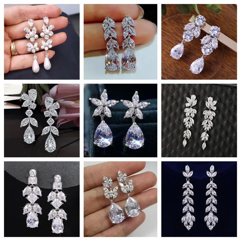 Glamorous Special Occasion CZ Earrings Bazaare Mart Rhinestone Earrings