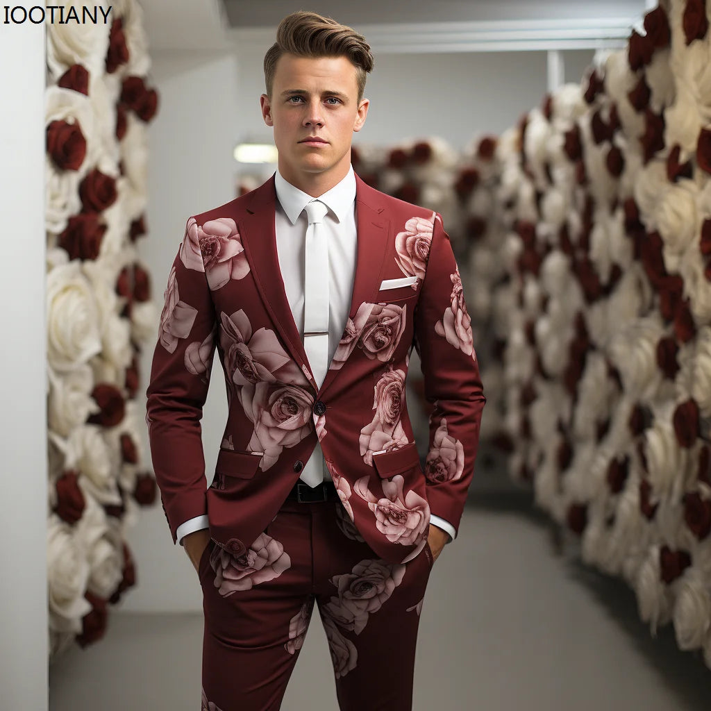 New Floral 3D Jacquard Tailored Men's Suit