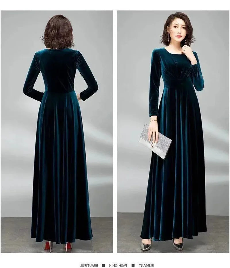 Long Sleeve Velvet Maxi Dress Bazaare Mart Long Sleeve Velvet Maxi Dress
