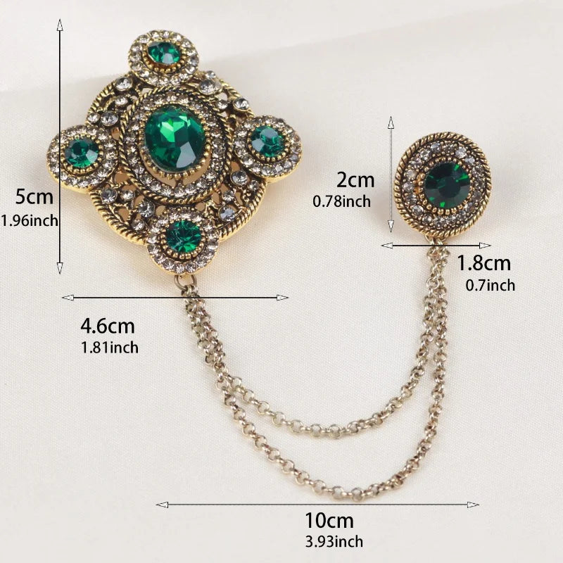 Double Retro Chained Brooch E8-5-9666 Bazaare Mart Double Retro Chained Brooch