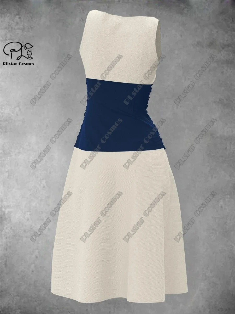 Women's 3D Print Sleeveless Fit & Flare Dress – Nature Pattern Dress Bazaare Mart Sleeveless Dress