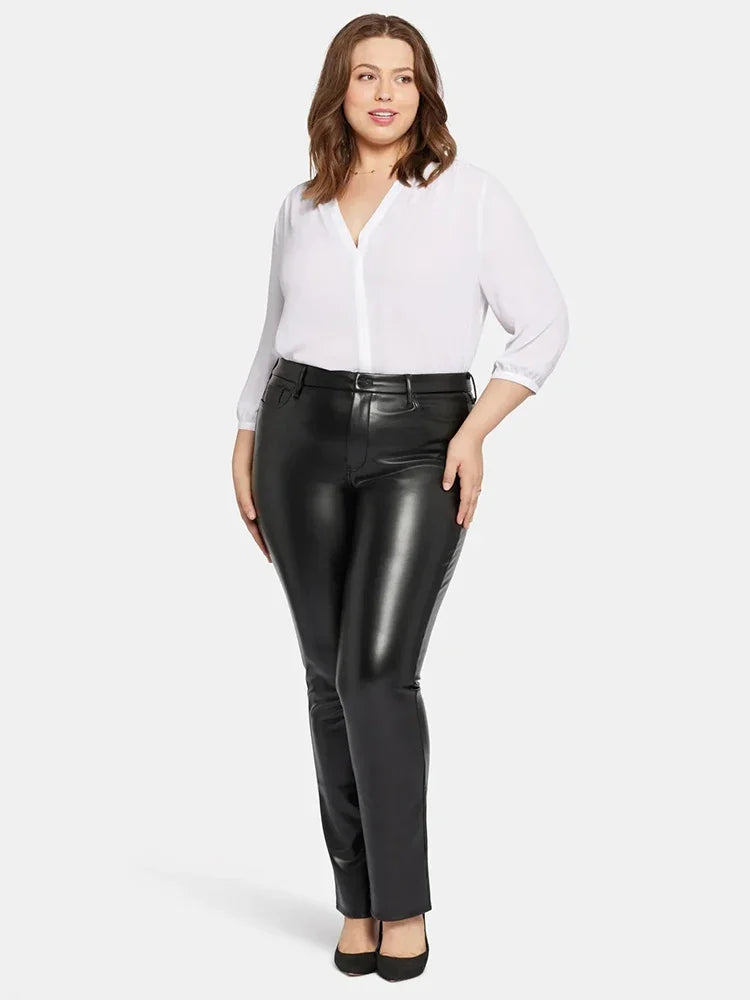 Women Plus Size Faux Leather Pants High Waist Sexy PU Trousers with Pocket Ladies Stretch Bodycon Pencil Pants 5XL 6XL 7XL New Bazaare Mart