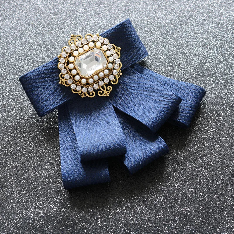 Fashion British Multi-layer Wedding Ribbon and Crystal Bowtie Bazaare Mart Fancy Jeweled Neck Tie