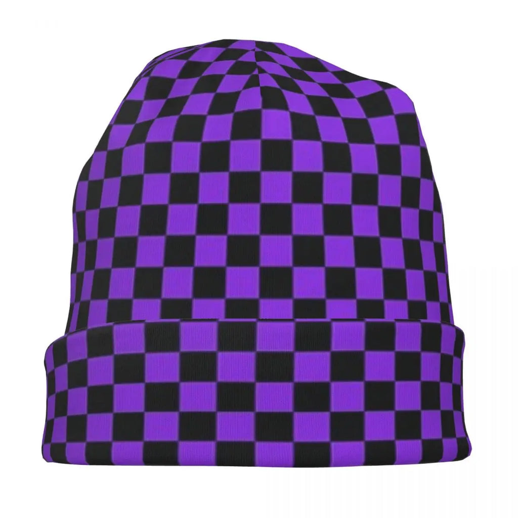 Proton Purple And Black Checker Knitted Hat