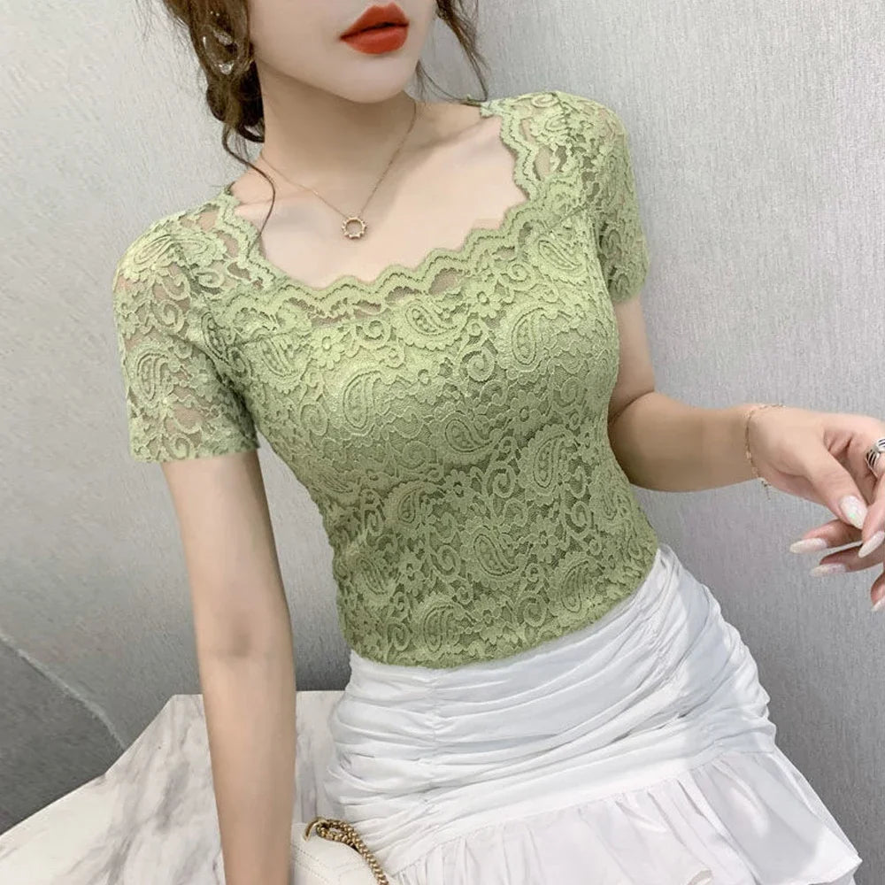 Lace Turtleneck Long Bell Sleeve 207 Green Bazaare Mart Lace Turtleneck Long Bell Sleeve