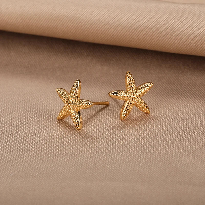 Starfish and Bow Stainless Steel Stud Earrings