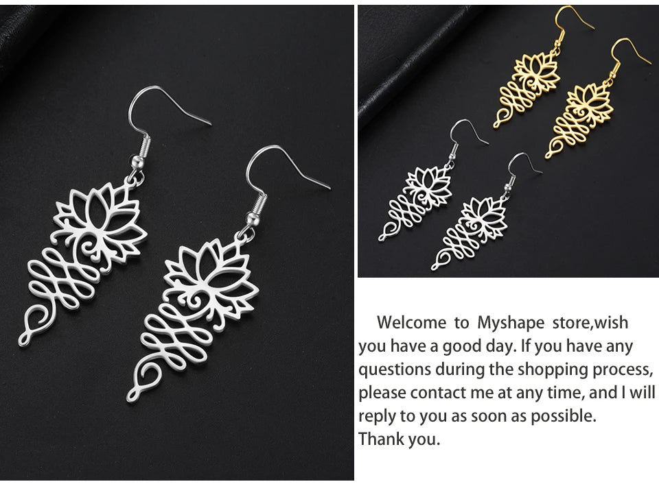 Hollow Lotus Flower Drop Earrings