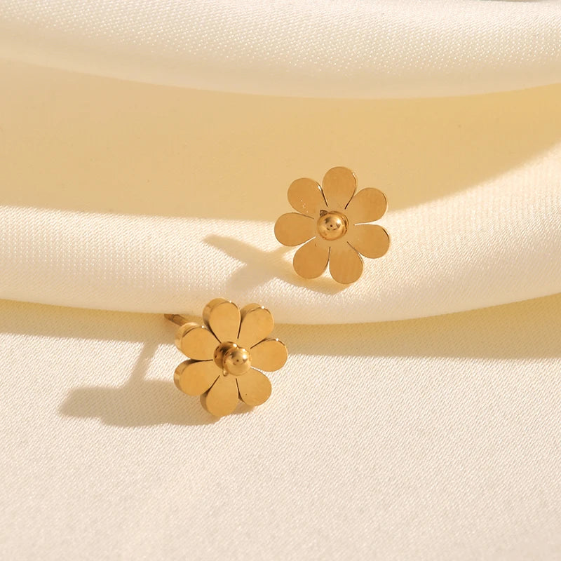 Gold Plated Stainless Steel Daisy Jewelry