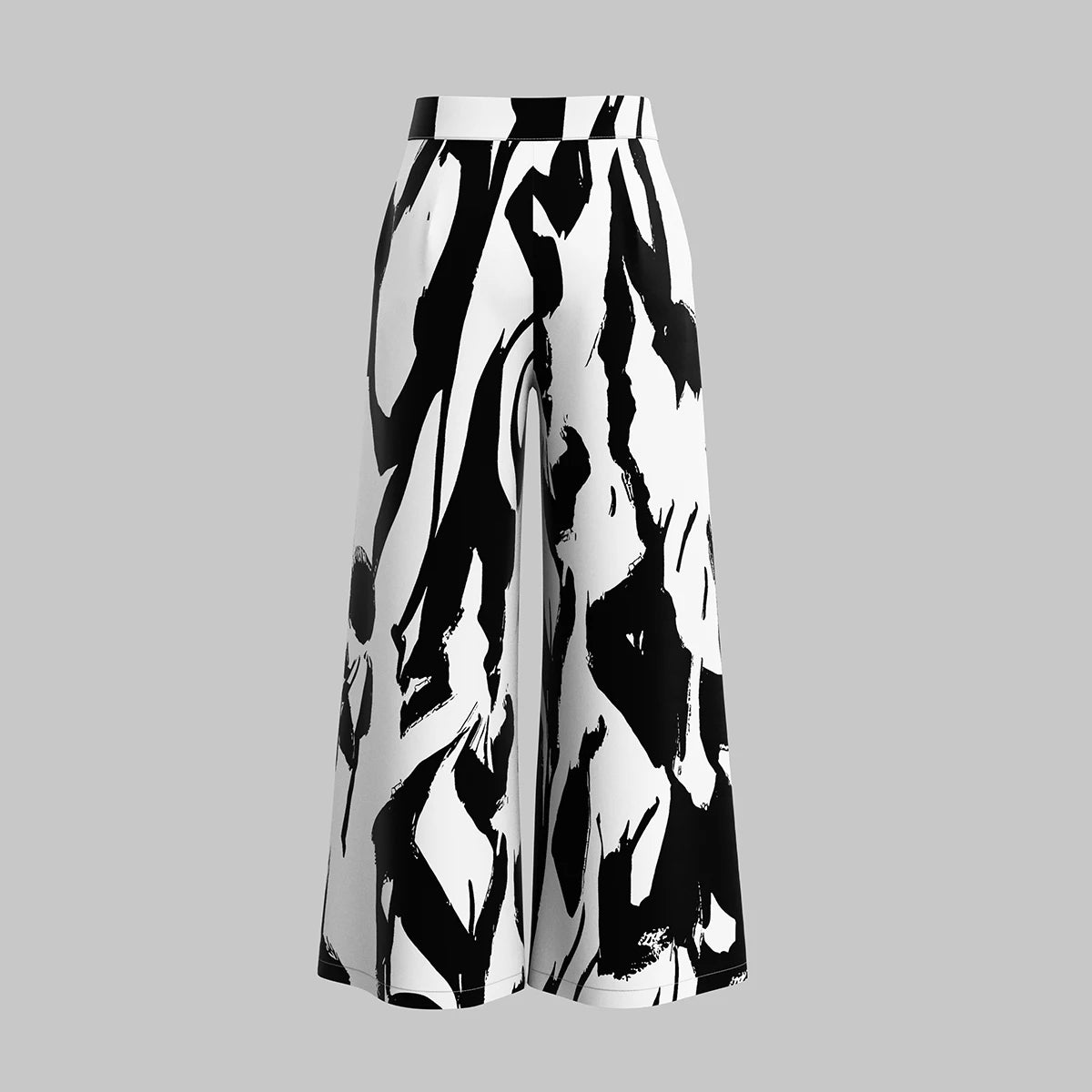 Wild B&W Graffiti Wide Leg Pants