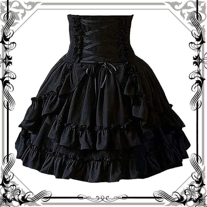 Gothic Retro Lolita Skirt Black Short Skirt Bazaare Mart Lolita Skirt
