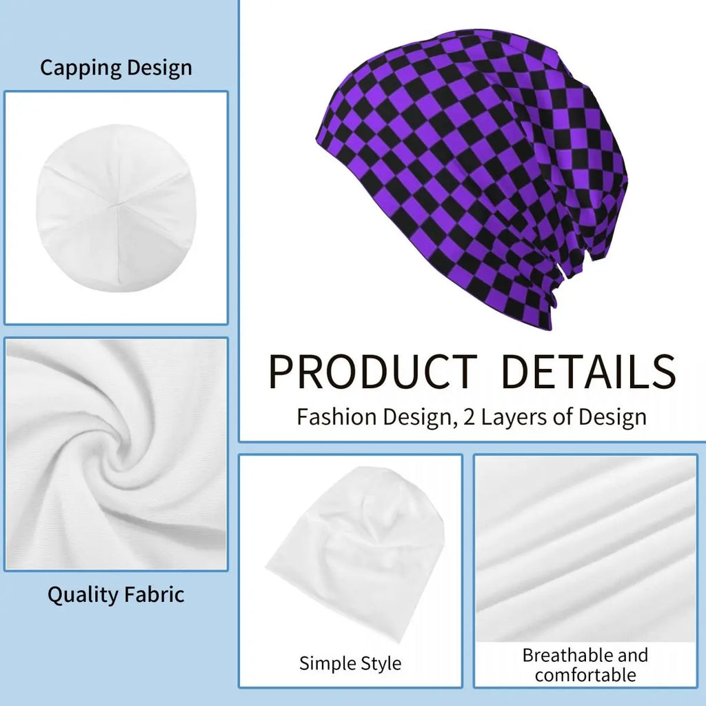 Proton Purple And Black Checker Knitted Hat