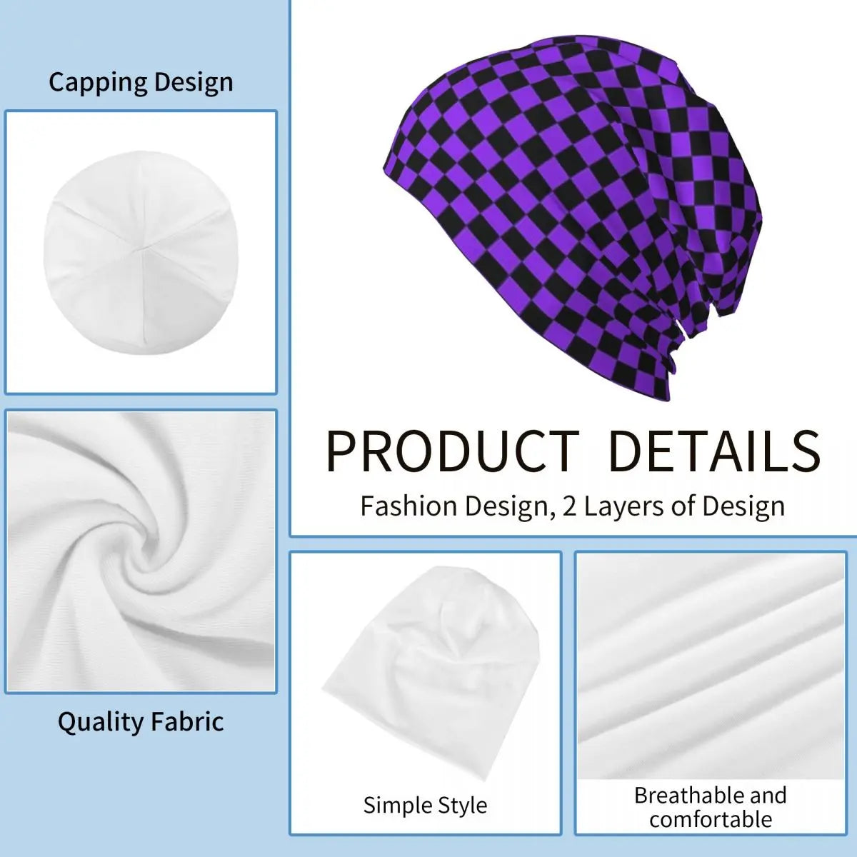 Proton Purple And Black Checker Knitted Hat
