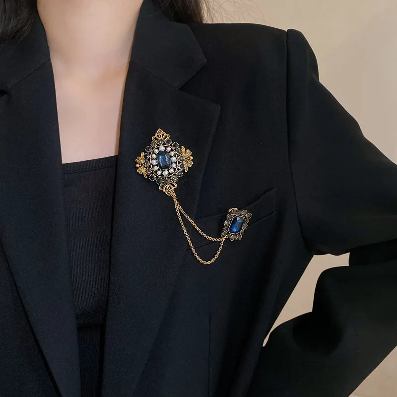 Double Retro Chained Brooch Bazaare Mart Double Retro Chained Brooch