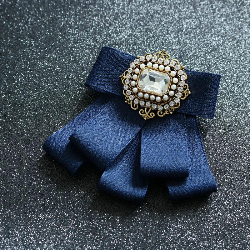 Fashion British Multi-layer Wedding Ribbon and Crystal Bowtie Bazaare Mart Fancy Jeweled Neck Tie
