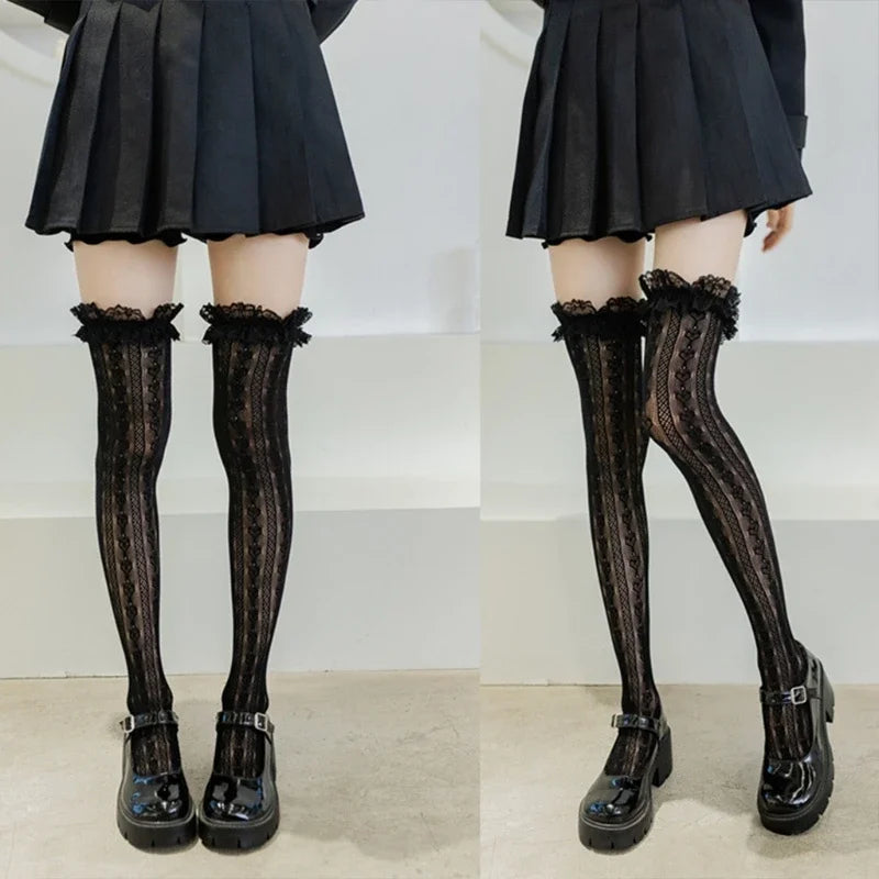 Lolita Fishnet Thigh High Stockings Bazaare Mart Thigh High Stockings