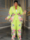 Elegant Floral Pant Suit Green Bazaare Mart Elegant Plus Size Floral Pant Suit