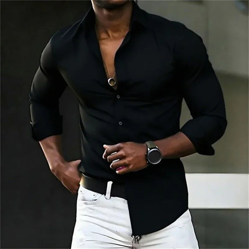 Solid Color Long Sleeve Shirt Bazaare Mart Long Sleeve Button Up Shirt