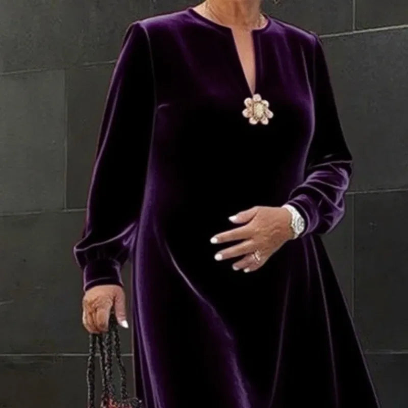 Purple Velvet Long Sleeve Dress Bazaare Mart Purple Velvet Long Sleeve Dress