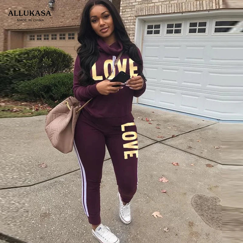 Women LOVE Hoodie Tracksuit