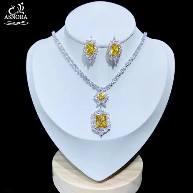 CZ Jewelry Set Gold-color clear Bazaare Mart Statement Jewelry Set