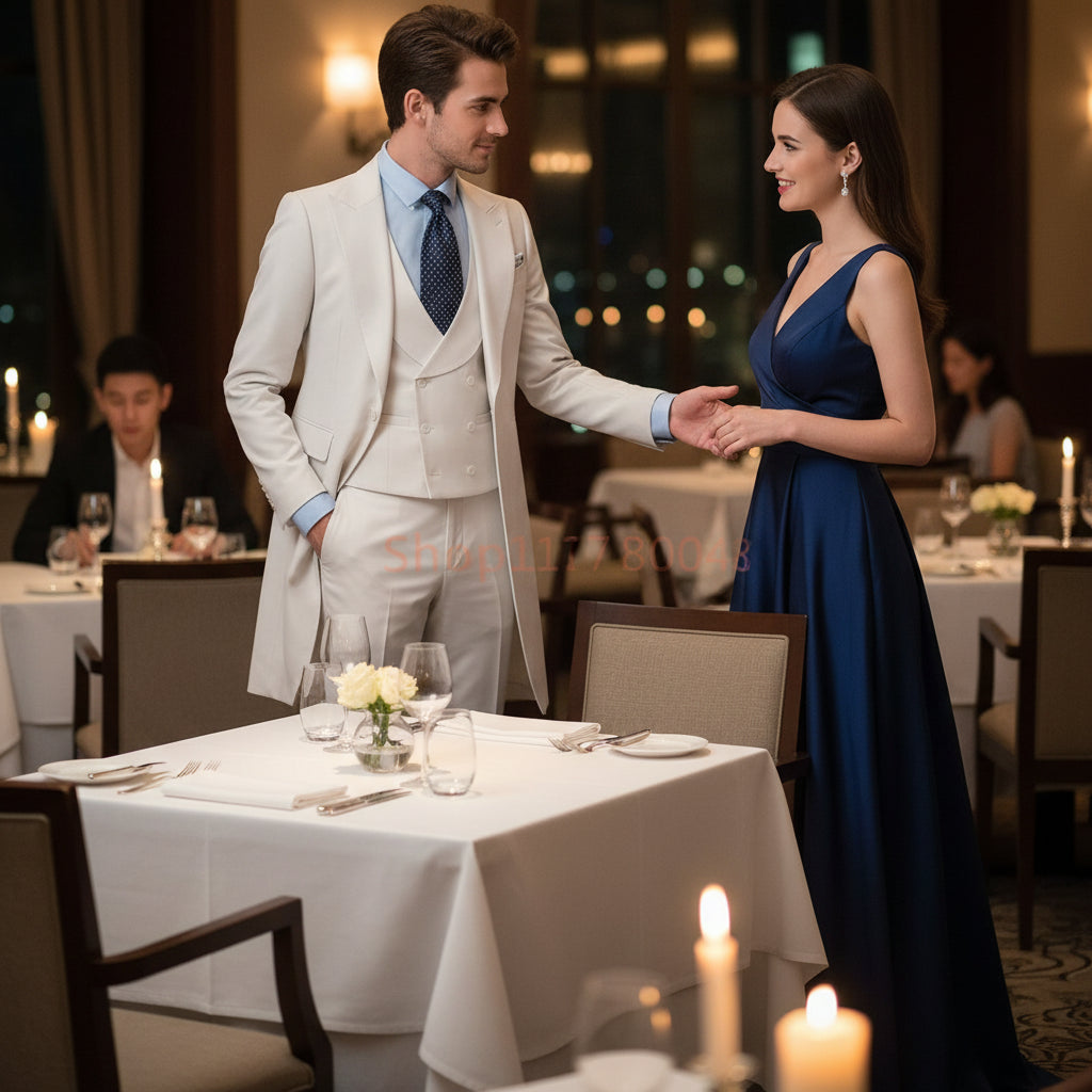 3Pc Long Formal Men's Suit