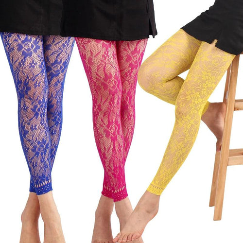 Colored Lace High Waist Footless Tights Bazaare Mart Footless Tights