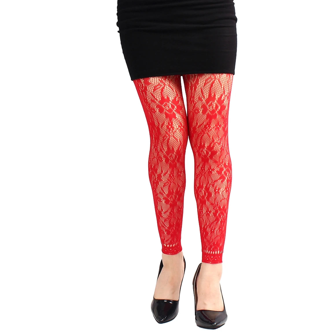 Colored Lace High Waist Footless Tights
