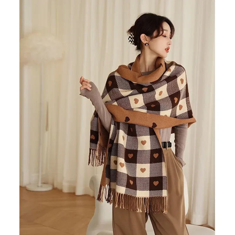 Thick Plaid Tasseled Scarf Bazaare Mart Thick Plaid Tasseled Scarf