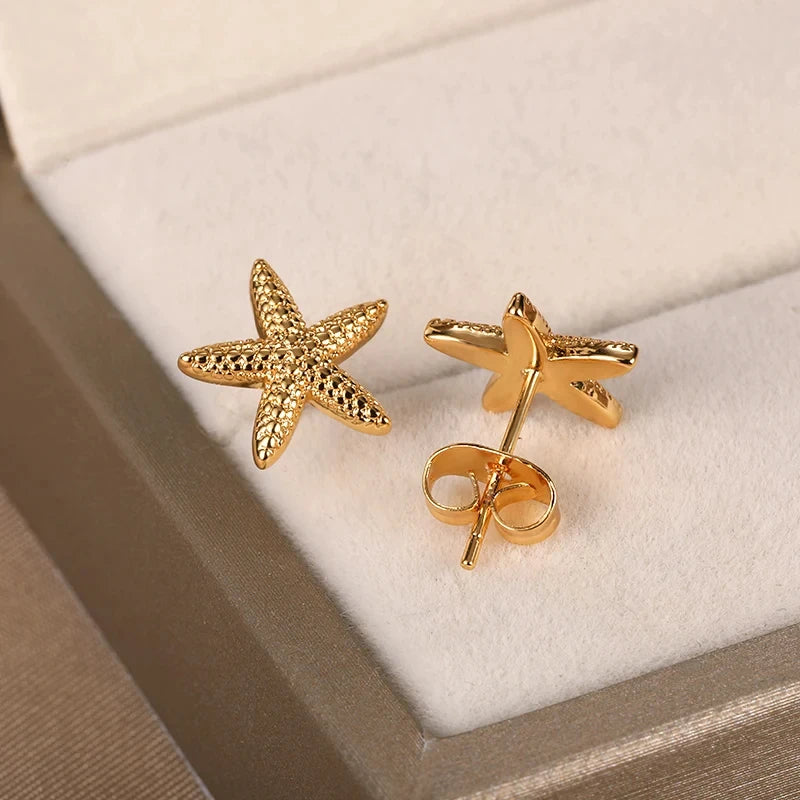 Starfish and Bow Stainless Steel Stud Earrings