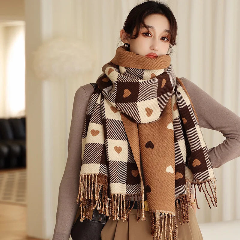 Thick Plaid Tasseled Scarf Bazaare Mart Thick Plaid Tasseled Scarf