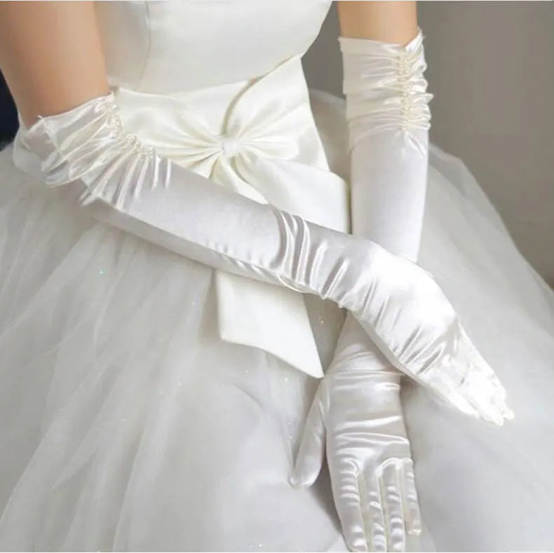 Long Satin Bridal Gloves