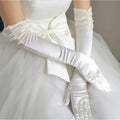 Long Satin Bridal Gloves Ivory Bazaare Mart Long Satin Bridal Gloves