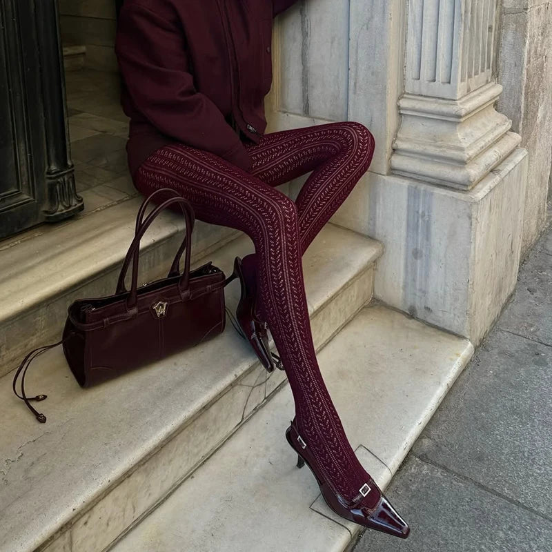 Lolita Vintage Hollow Out Tights Bazaare Mart Knit Tights