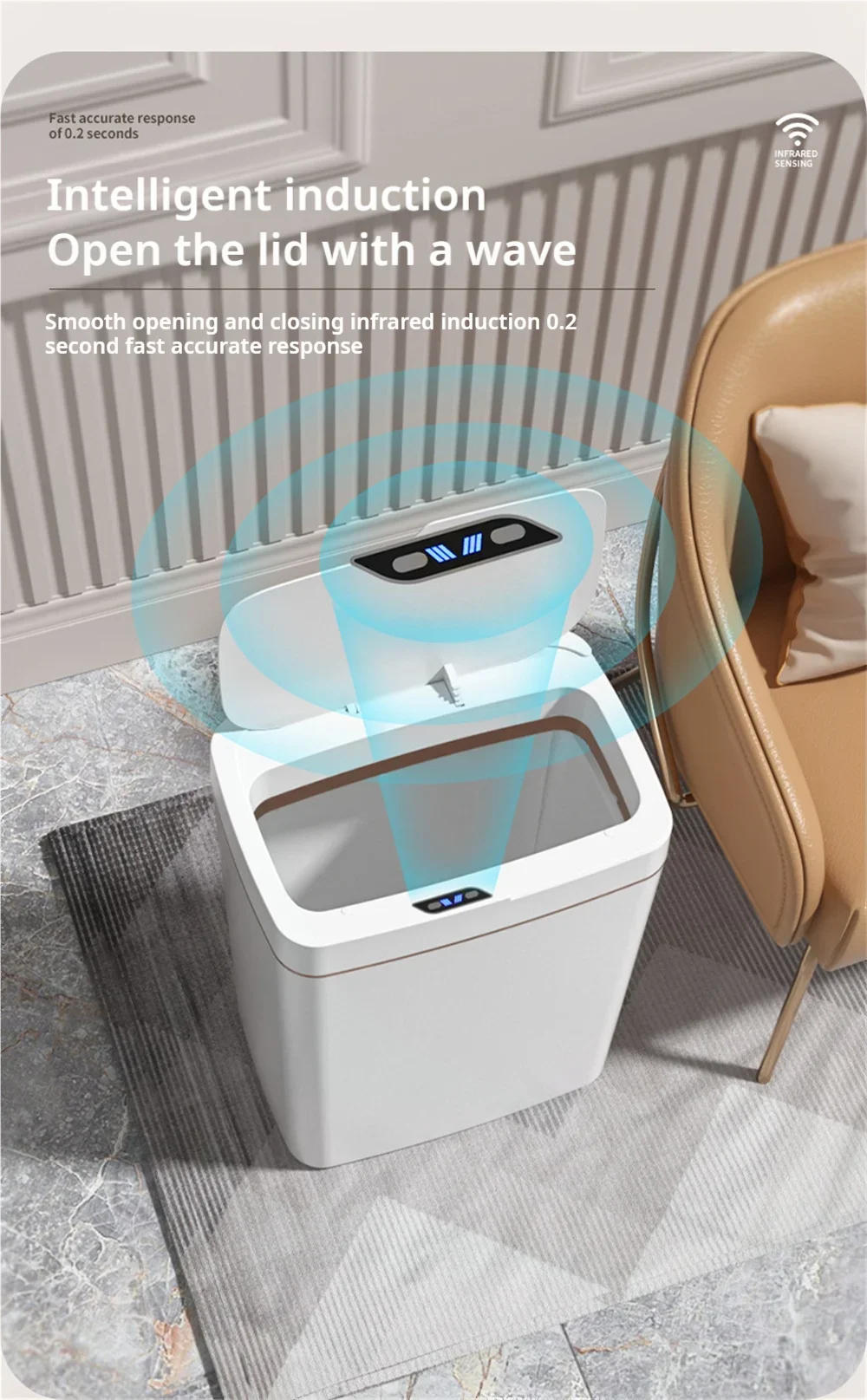 15L Smart Auto Bathroom Trash Can