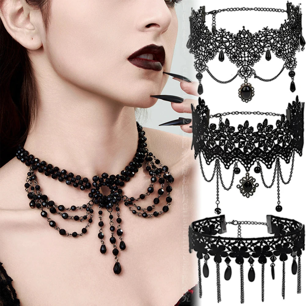 Neo-Gothic Black Lace Choker Bazaare Mart Black Lace Choker