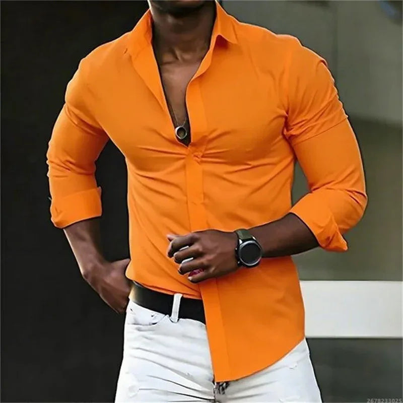 Solid Color Long Sleeve Shirt WSX0948 Bazaare Mart Long Sleeve Button Up Shirt