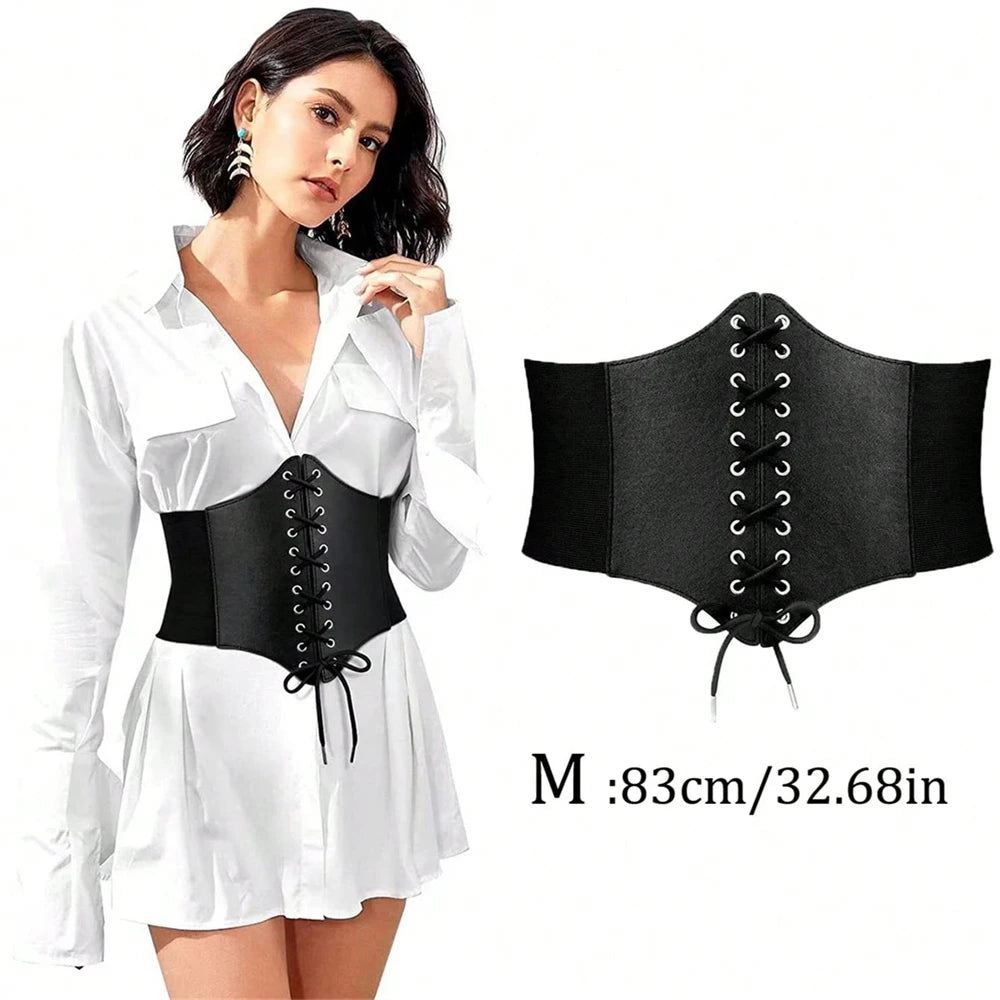 Retro PU Leather Underbust Corset Black M Uniform code Bazaare Mart Retro PU Leather Underbust Corset