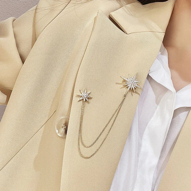 Double Retro Chained Brooch J9-3-1447 Bazaare Mart Double Retro Chained Brooch