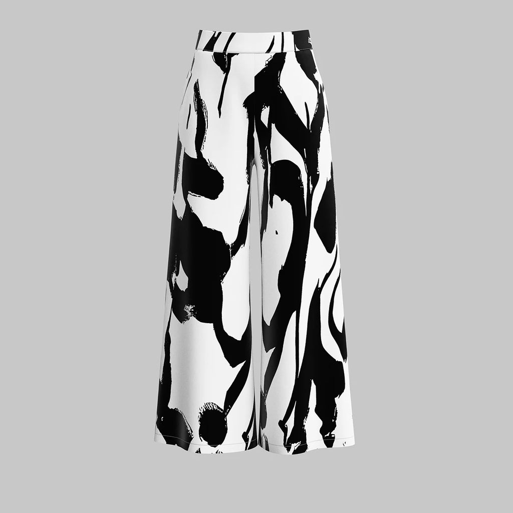 Wild B&W Graffiti Wide Leg Pants